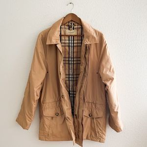 Burberry Coat Water Repellant Jacket Plaid Beige Size Medium